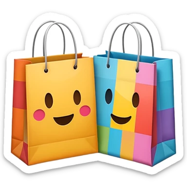2 aesthetic shopping bag with pattern sticker