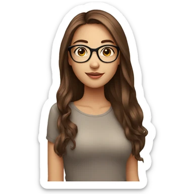a  so beautiful girl with long and brown hair and with glasses sticker