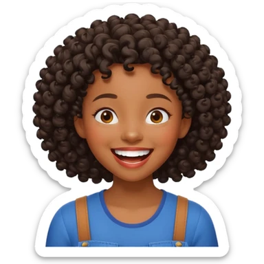 Black girl that looks like a Pixar character with curly hair laughing  sticker