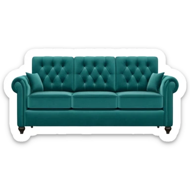 Square teal three-seater sofa  sticker