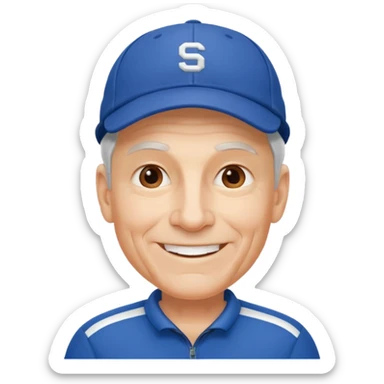 émoji d'un coach plutot agé sportif avec une casquette de sport sticker