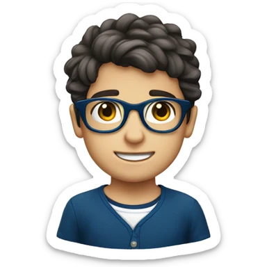 niño argentino con lentes azul marino sticker