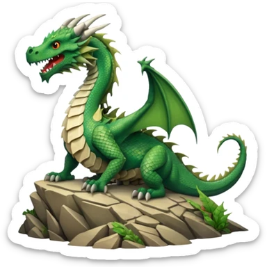 A giant dragon sitting on a mountain looking at the other dragon that is cover in bones sticker