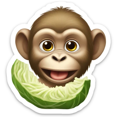 fat Barbary Macaque chews cabbage sticker