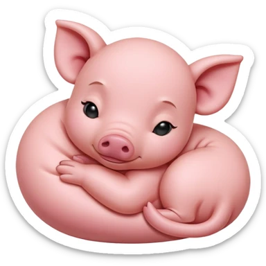 Sleeping Piglet – tiny pink pig curled up, eyes closed sticker