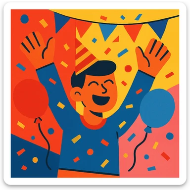 a person celebrating at a party sticker