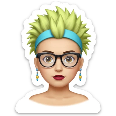 extreme mohawk person face headband glassess excessive makeup glowing hair sticker