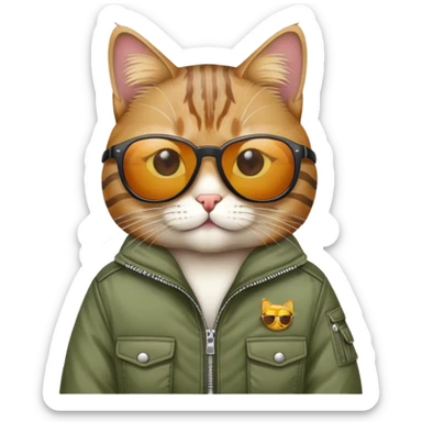 Cat wearing sunglasses and wearing a jacket sticker