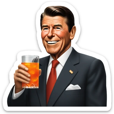 Ronald Reagan drinking an Aperol Spritz sticker