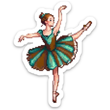Ballerina with coffee-colored costume performing a pirouette sticker