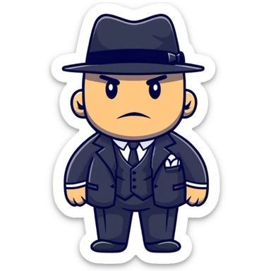 tough mafia gangster with pinstripe suit sticker