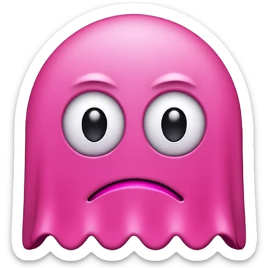 Pink Pacman ghost character with big eyelashes sticker