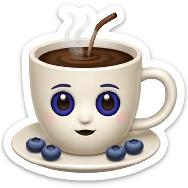 Slow brew coffee with blueberry design in a white cup sticker