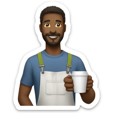 a-painter-with-a-home-wallpaper-in-his-right-hand-and-a-coffee-in-his-left-hand sticker
