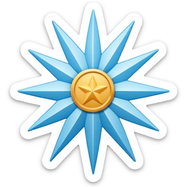 A high-resolution 2D icon of an Instagram-style verified badge. A vibrant light blue rounded-point starburst shape (rosette) with a clean, thick white checkmark in the center. Soft matte plastic texture. sticker