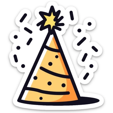 party hat with confetti sticker