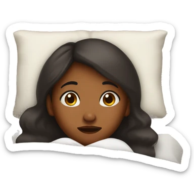 Brown girl sick in bed  sticker