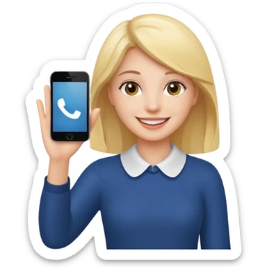 Girls saying bye with a phone on her hand  sticker