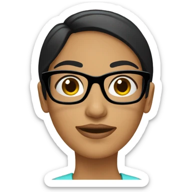 Hispanic woman with short straight black hair  and dark glasses sticker