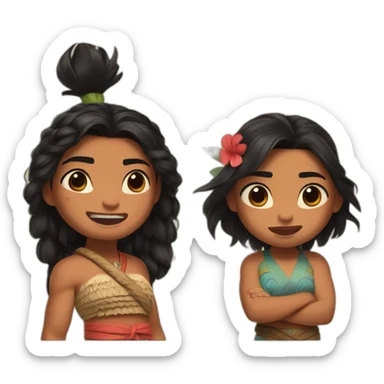 Moana fighting LILO and Stitch sticker