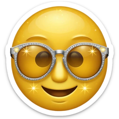 Emoji face with sunglasses with sparkles around  sticker