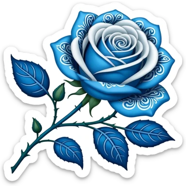 blue paisley printed rose  sticker