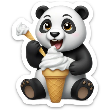 Panda eating ice cream sticker