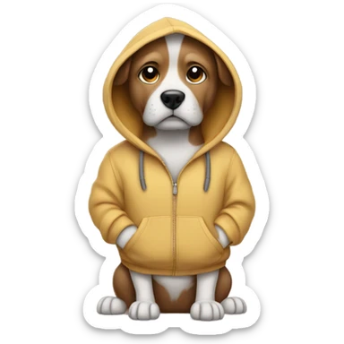 Dog in a hoodie with hands in pocket sticker