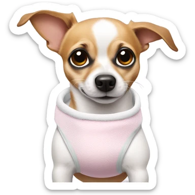 jackrussel chihuahua wearing a diaper sticker