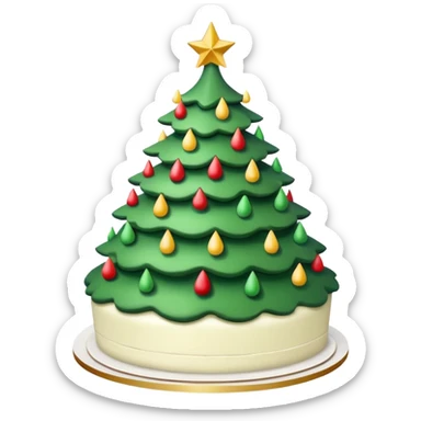 cake that looks like christmas tree, it is layered with white cream and has sharp corners sticker