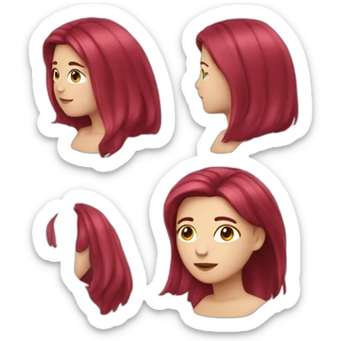 woman with long straight and ruby hair and white skin sticker