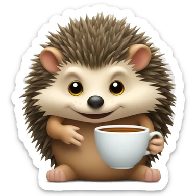 Hedgehog sipping tea sticker