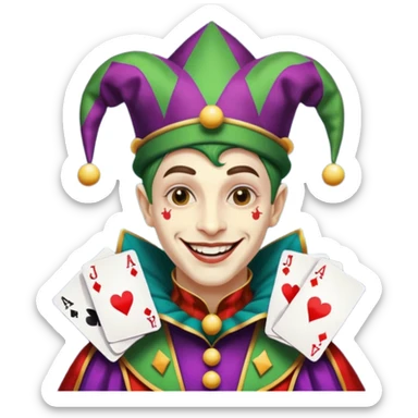 crazy colorful human jolly joker from poker, medieval, vintage, court jester sticker
