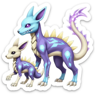 Skeletal-Manectric-Electrike-Lucio-Cubone-Umbreon-Marowak-Draco-Fakémon-hybrid-creature (full body), 4 legs sticker