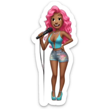 Nicki Miami singing into microphone full body sticker