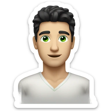 A very handsome white guy with black hair and green eyes ￼ sticker