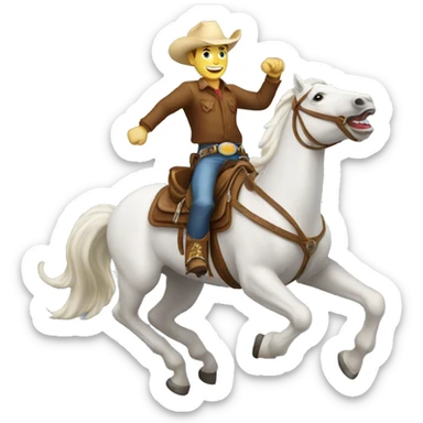 White Cowboy riding horse happy cheering sticker