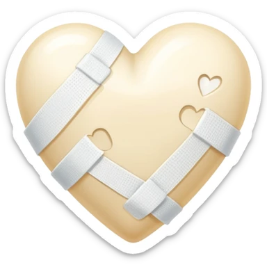 cream broken heart with sparkling white Bandage sticker