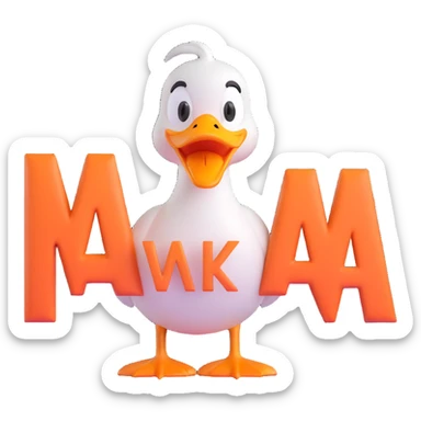 A cartoon-style duck with its beak open, shouting “WAK!” in big comic-style letters. The duck looks expressive and loud, with motion lines to show the sound. White background, bold and fun sticker