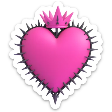 pink heart with metal thorns sticker