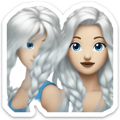 white haired girl with blue eyes and a long pixie hairstyle sticker