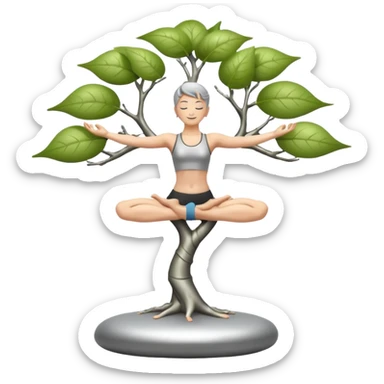 a computer doing yoga in tree pose sticker