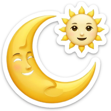 Genarate me a emoji of Drak mode moon and bright mode sun Like we got In our mobile phones sticker