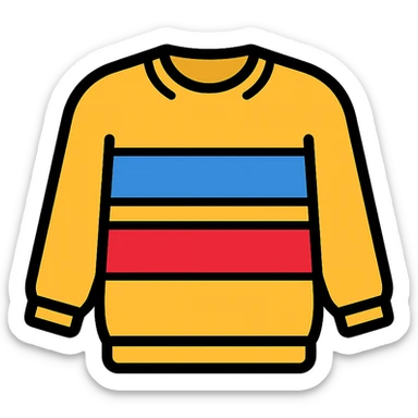 sweater with blue and red horizontal stripes, clean icon style sticker