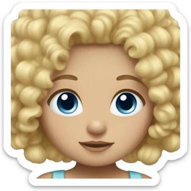 BLONDE HAIR BLUE EYE BABY GIRL WITH CURLY HAIR sticker
