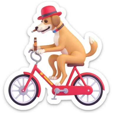 dog on a bike, smoking a cigar, 3D emoji style sticker