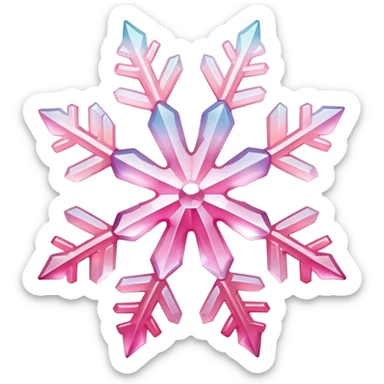 Gradient Pastel Pink crystal gemstone snowflake  sticker