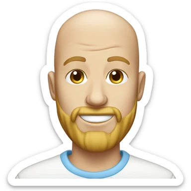 bald man with blond beard blue eyes birthday cake sticker