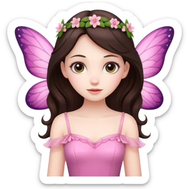 brunette fairy in pink dress  sticker