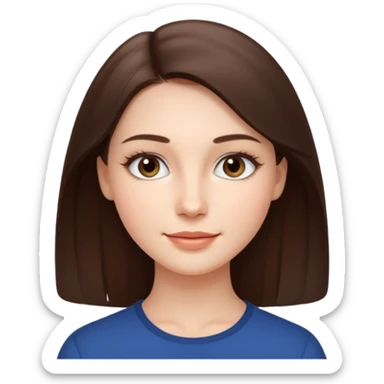 A realistic portrait of a young woman with soft facial features, clear skin, natural makeup, gentle eyes, symmetrical face, subtle smile, smooth lighting, high detail, photorealistic, 85mm len
 sticker